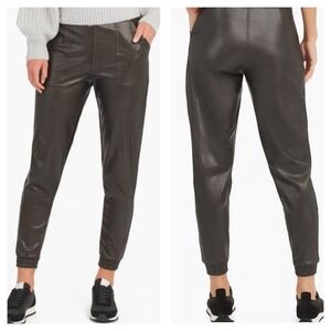 NWT Spanx Leather Like Joggers in Black, Pull-On, Elastic Flat Front Waist, XL.